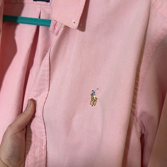 Ralph Lauren Button Down Long Sleeve Pink Pony Logo Men Size Medium Preppy - Picture 5 of 8